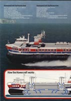 The Hoverspeed 1982 brochure, including timetables - Centre-fold pages showing how the SRN4 Super 4 (Mk III) hovercraft works, and specifications of it